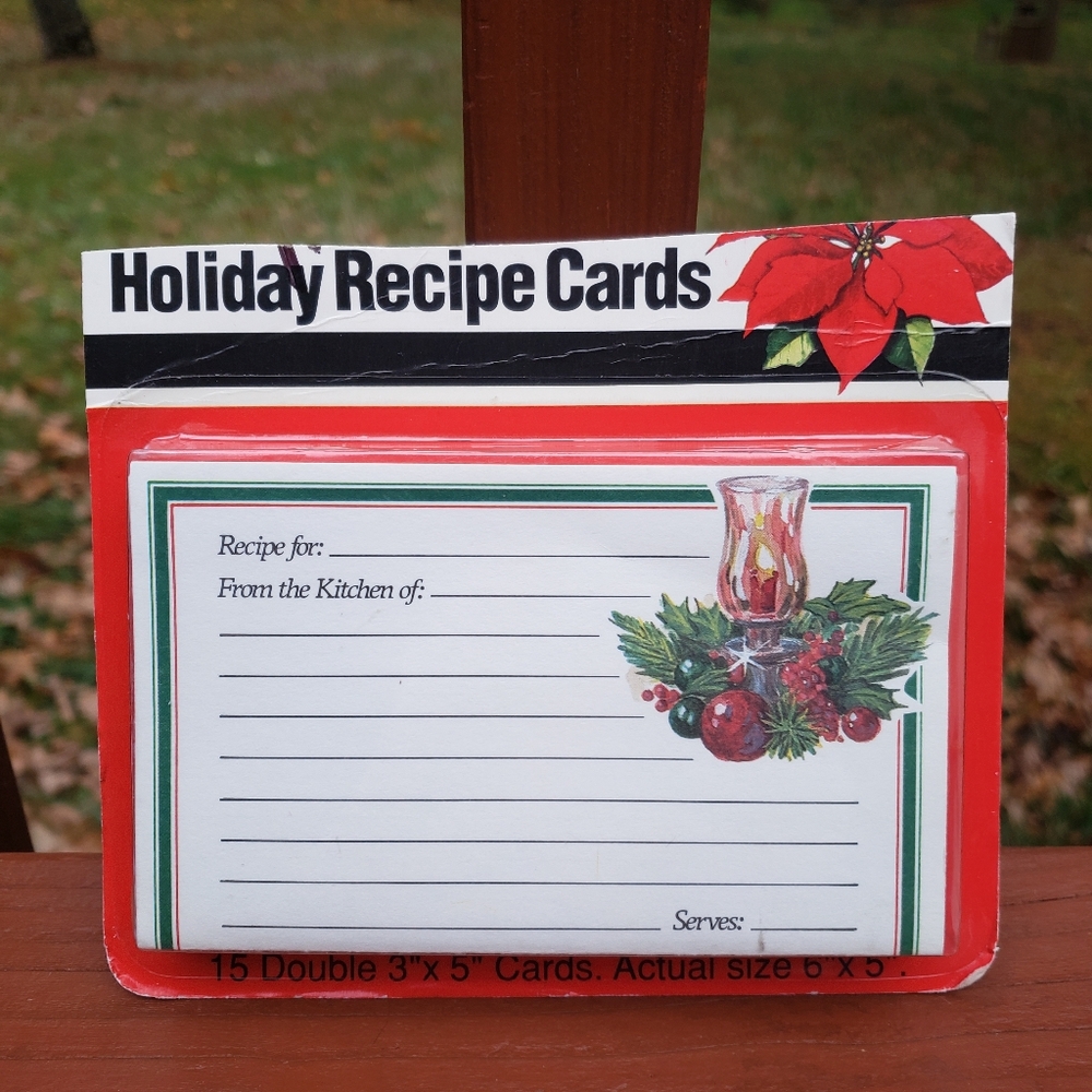 (15) Vintage Holiday Recipe Cards - Christmas Themed - Size: 3"x5" /  6"x5"